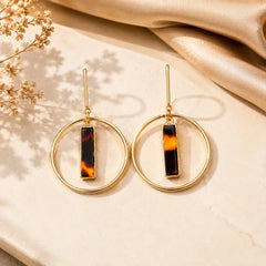 Circular Marble T-Bar Earrings