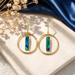 Circular Marble T-Bar Earrings