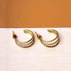 Tripple Textured Layered Hoop Earrings