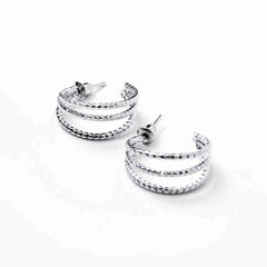 Tripple Textured Layered Hoop Earrings
