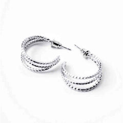 Tripple Textured Layered Hoop Earrings