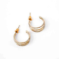 Tripple Textured Layered Hoop Earrings