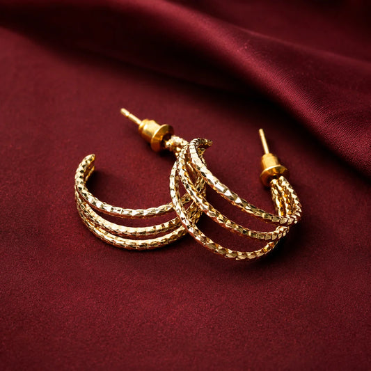 Tripple Textured Layered Hoop Earrings