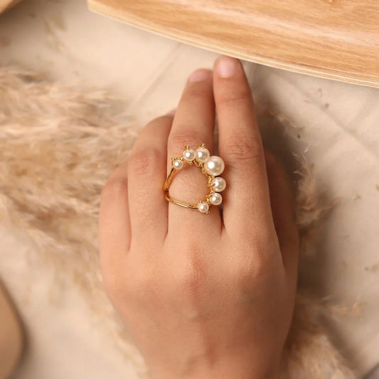 Elegant Golden Pearl Ring