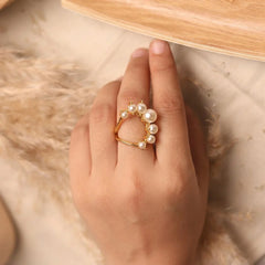 Elegant Golden Pearl Ring