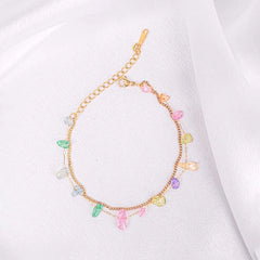 Pastel Gemstone Chain Bracelet - 18K Gold Plated