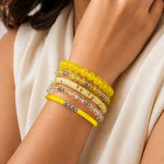 Pack Of 5 Spring Yellow Beaded Bracelet Combo