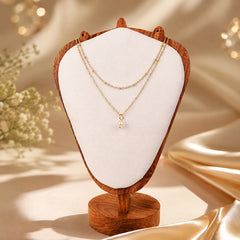 Golden Pearl Layered Chain Necklace
