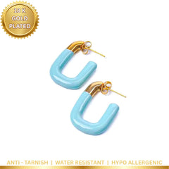Pastel Pink U Shaped Open Hoops - 18K Gold Plated