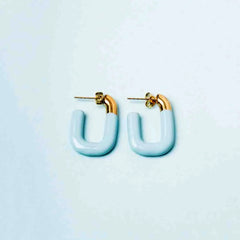 Pastel Pink U Shaped Open Hoops - 18K Gold Plated