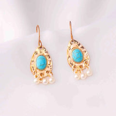 Hammered Teardrop Turquoise Drop Earrings