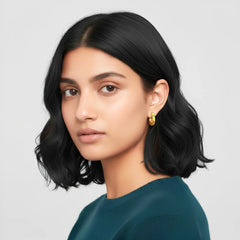 Bright Floral Hoop Earrings - 18K Gold Plated