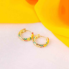 Bright Floral Hoop Earrings - 18K Gold Plated