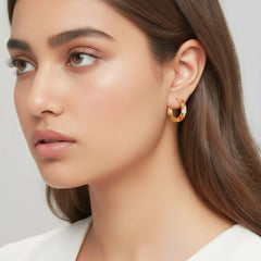 Colourful Floral Hoop Earrings - 18K Gold Plated