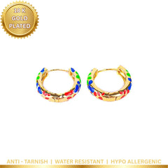 Cobalt Bloom Hoop Earrings - 18K Gold Plated