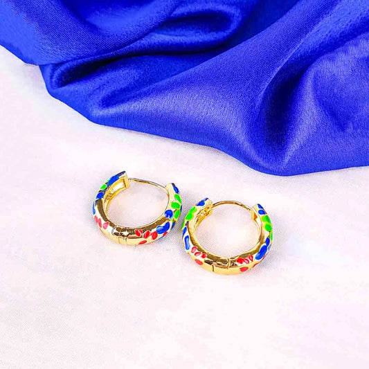Cobalt Bloom Hoop Earrings - 18K Gold Plated
