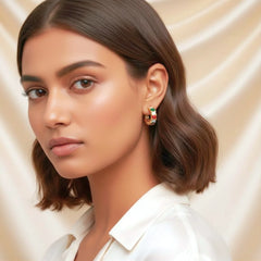 Rainbow Gem Hoop Earrings - 18K Gold Plated