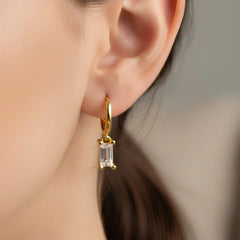 Crystal Gems Small Round Hoops - 18K Gold Plated