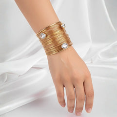 Crystal Sparkle Statement Bracelet - 18K Gold Plated