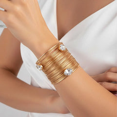 Crystal Sparkle Statement Bracelet - 18K Gold Plated