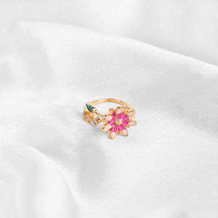 Blush Floral Blossom Ring - 18K Gold Plated