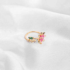 Blush Floral Blossom Ring - 18K Gold Plated