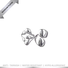 Pack Of 2 Statement Wave Rings - Rhodium Plated