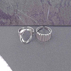 Pack Of 2 Abstract Duo Rings - Rhodium Plated