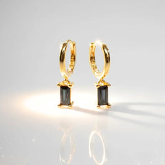 Crystal Gems Small Round Hoops - 18K Gold Plated