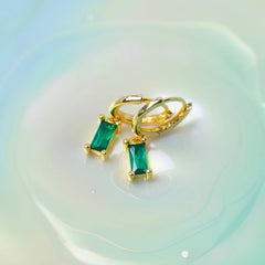 Crystal Gems Small Round Hoops - 18K Gold Plated