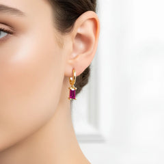 Crystal Gems Small Round Hoops - 18K Gold Plated
