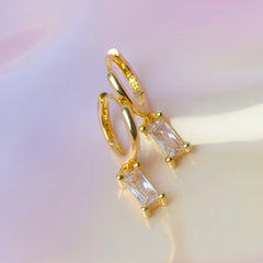 Crystal Gems Small Round Hoops - 18K Gold Plated