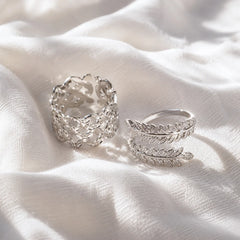 Pack of 2 Leaf Vine And Lattice Rings