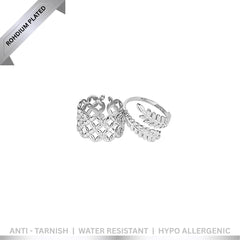 Pack of 2 Leaf Vine And Lattice Rings