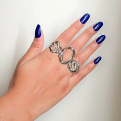 Pack of 3 Abstract Ring Trio - Rhodium Plated