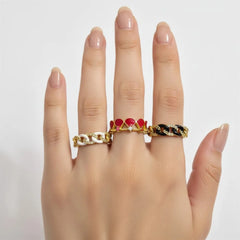 Pack of 3 Royal Enamel Rings Trio - 18K Gold Plated