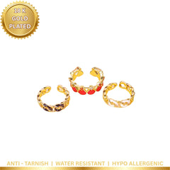 Pack of 3 Royal Enamel Rings Trio - 18K Gold Plated