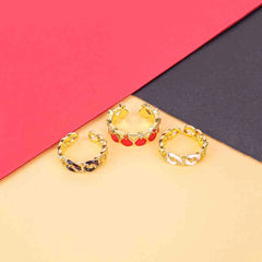 Pack of 3 Royal Enamel Rings Trio - 18K Gold Plated