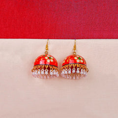 Floral Meenakari Bell Jhumka