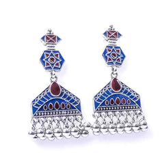 Bright Geometric Dual Coloured Dangle Earrings
