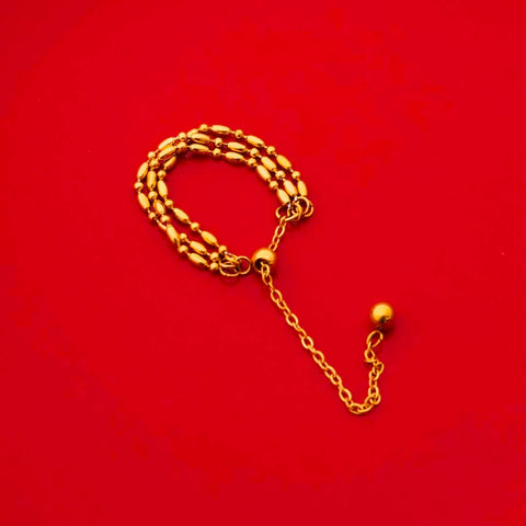 Golden Beaded Layered Chain Ring - 18K Gold Plated