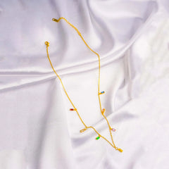 Colourful Rectangular Crystal Gems Necklace - 18K Gold Plated