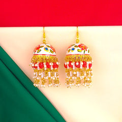 Floral Rose Meenakari Jhumka