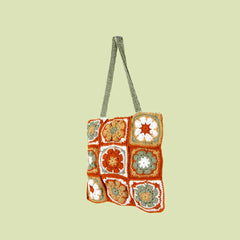 Floral Rustic Crochet Tote Bag