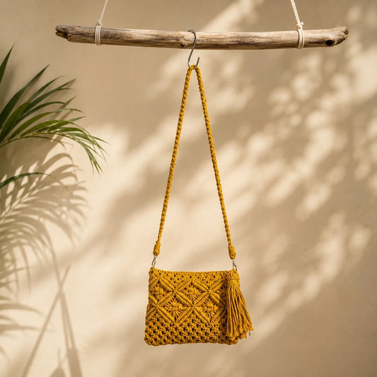 Mustard Macramé Sling Bag