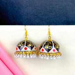 Midnight Gold Meenakri Jhumkas