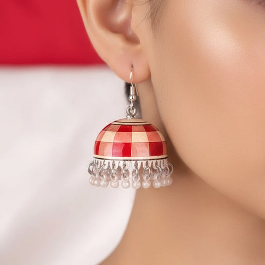 Classic Check Meenakari Jhumkas