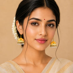 Lotus Bell Meenakari Jhumka
