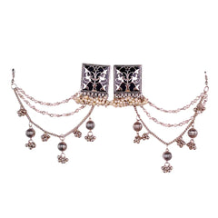 Silver Blossom Meenakari Earchain Earrings`