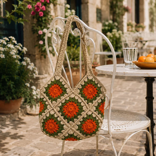 Beige Bloom Crochet Bag